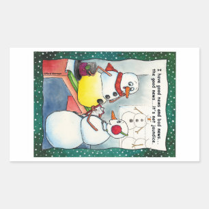 Snowman Checkup-stickers Rechthoekige Sticker