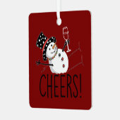 Snowman Cheers Wijn Kerst Grappig Kerstmis Winter Metalen Ornament (Voorkant links)