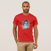 Snowman Cheers Wine Paint Splatter Art T-shirt (Voorkant volledig)