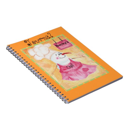 Snowman Chef in Schort & Chef's Pet Journal Notitieboek (Rechterzijde)