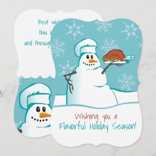 Snowman chef-kok kalkoen diner culinaire kerstkaar feestdagenkaart (Voorkant / Achterkant)