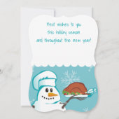 Snowman chef-kok kalkoen diner culinaire kerstkaar feestdagenkaart (Achterkant)