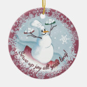 Snowman chef-kok met kerst keramisch ornament (Voorkant)