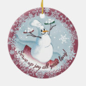 Snowman chef-kok met kerst keramisch ornament (Achterkant)