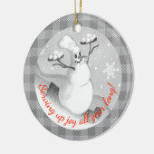 Snowman chef-kok serveren sneeuwballen Kerst ornam Keramisch Ornament (Links)