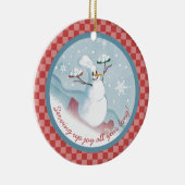 Snowman chef-kok serveren sneeuwballen Kerst ornam Keramisch Ornament (Rechts)