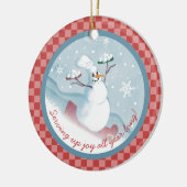 Snowman chef-kok serveren sneeuwballen Kerst ornam Keramisch Ornament (Links)