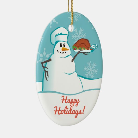 Snowman chef-kokok kerstversiering keramisch ornament (Rechts)