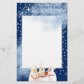 Snowman chef-koks Kerst vakantie menu briefpapier (Voorkant)