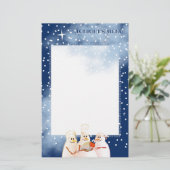 Snowman chef-koks Kerst vakantie menu briefpapier (Staand voorkant)