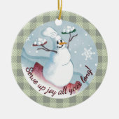 Snowman chef serving snowballs Christmas ornament (Voorkant)