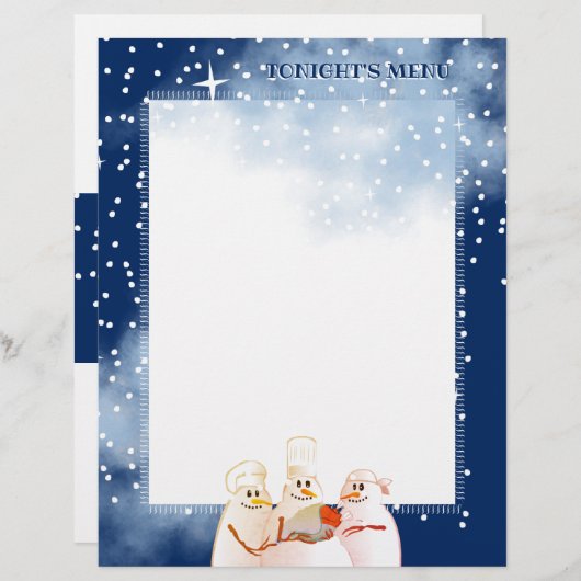 Snowman chefs kerstfeestmenu briefhoofd (Voorkant / Achterkant)