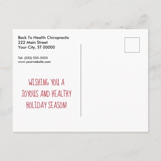 Snowman Chiropractic Feestdagenkaart (Achterkant)