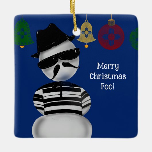 Snowman Cholo New Mexico Kerstversieringen Zia Keramisch Ornament (Voorkant)