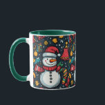 Snowman Christmas 2025 Combo Mok<br><div class="desc">Vier de vakantiegeest met deze charmante keramische mok met een heerlijke sneeuwman versierd met een kerstmuts, een rode sjaal en een wortelneus. Dit ontwerp, tegen een zwarte achtergrond geplaatst, legt de magie van Kerstmis 2025 vast met feestelijke details. Het levendige groene interieur en handvat voegen een pop van vakantie juichen...</div>