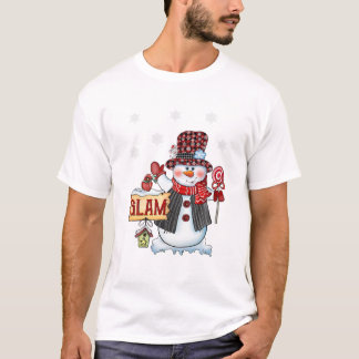 Snowman Christmas Candy Cane Rood T-shirt