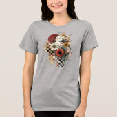 Snowman Christmas Checkered Board retro Tri-Blend Shirt (Voorkant)