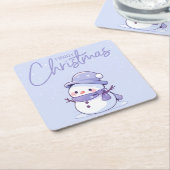 Snowman Christmas Coaster Kartonnen Onderzetters (Schuin)