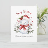 Snowman Christmas Flat Thank You Card Bedankkaart (Staand voorkant)