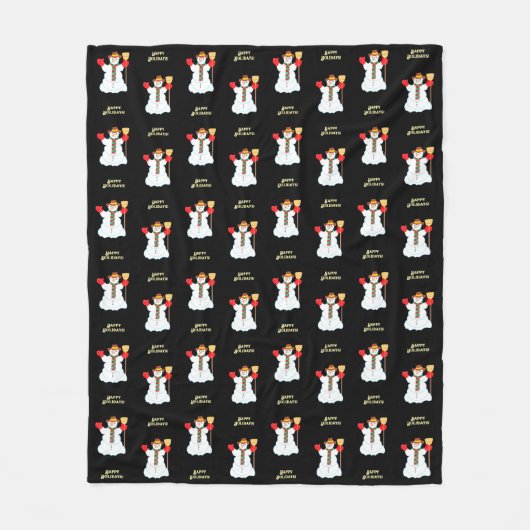 Snowman Christmas Fleece Deken (Voorkant)