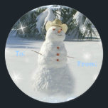 Snowman Christmas Gift-tags Ronde Sticker<br><div class="desc">Snowman-kerstcadeautags</div>