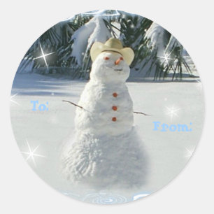 Snowman Christmas Gift-tags Ronde Sticker