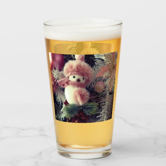 Snowman Christmas Glass Cup –  Winter Drinkware Glas (Voorkant gevuld)
