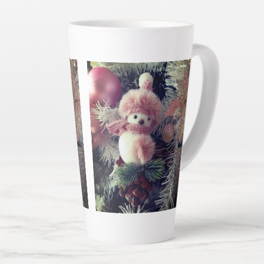 Snowman Christmas Latte Mug Latte Mok (Rechterhoek)