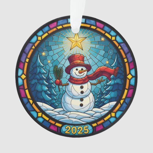 Snowman Christmas Ornament 2025 – Stained Glass (voorkant)