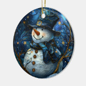 Snowman Christmas Ornament Blue Faux Stained Glass (Links)