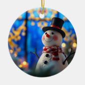 Snowman Christmas Ornament Faux Stained Glass (Voorkant)