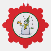 snowman christmas ornament with broom and stars (Achterkant)