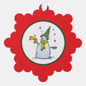 snowman christmas ornament with broom and stars (Voorkant)