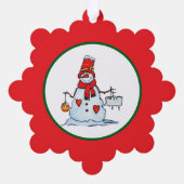 snowman christmas ornament with hearts and icicles (Achterkant)