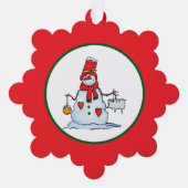 snowman christmas ornament with hearts and icicles (Voorkant)