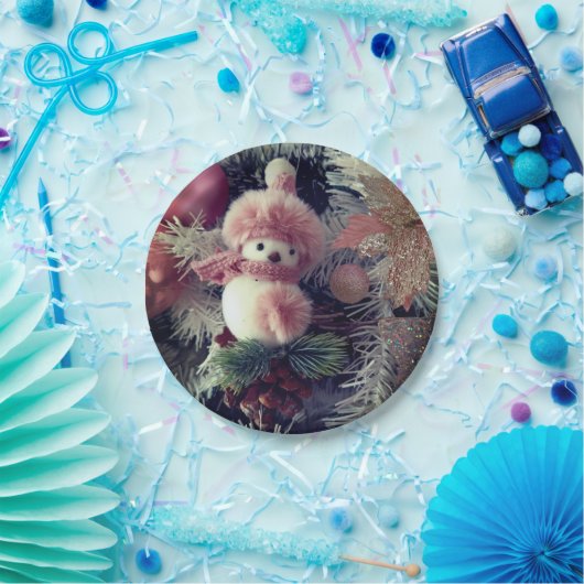 Snowman Christmas Paper Plate  Papieren Bordje (Feest)