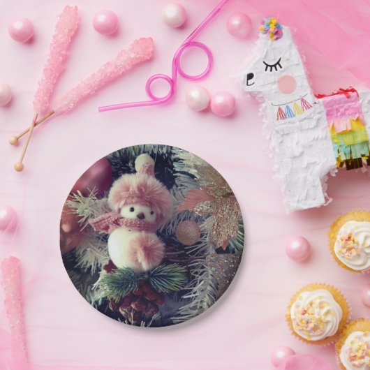 Snowman Christmas Paper Plate  Papieren Bordje (Feest)