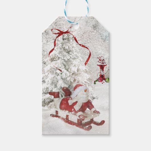 Snowman Christmas Snow Wereldbol holly slee labels Cadeaulabel (Voorkant)