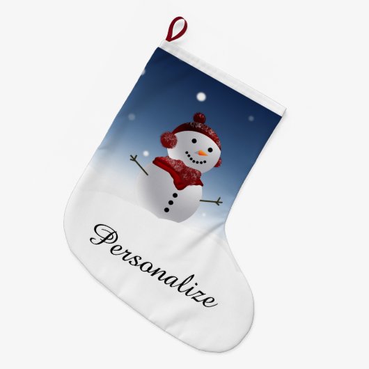 Snowman Christmas Stocking - Persoonlijke naam Grote Kerstsok (Voorkant (Hangend))