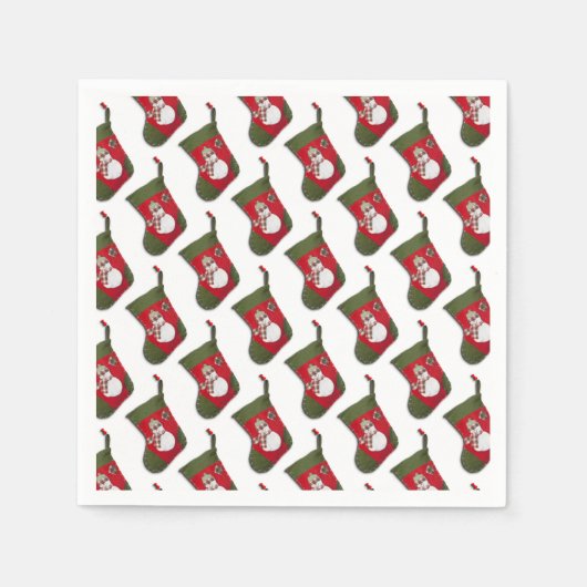 Snowman Christmas Stocking Tiled Pattern Servet (Voorkant)