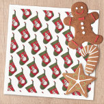 Snowman Christmas Stocking Tiled Pattern Servet<br><div class="desc">This Christmas holiday napkin design features a tiled photograph of a red and green stocking with an adorable snowman dressed in a seasonal plaid scarf and hat set over a white background. Click customize to add text in a typeface style, color and size you prefer. The design is also available...</div>