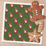 Snowman Christmas Stocking Tiled Pattern Servet<br><div class="desc">This Christmas holiday napkin design features a tiled photograph of a red and green stocking with an adorable snowman dressed in a seasonal plaid scarf and hat set over a green background. Click customize to add text in a typeface style, color and size you prefer. The design is also available...</div>