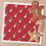 Snowman Christmas Stocking Tiled Pattern Servet<br><div class="desc">This Christmas holiday napkin design features a tiled photograph of a red and green stocking with an adorable snowman dressed in a seasonal plaid scarf and hat set over a red background. Click customize to add text in a typeface style, color and size you prefer. The design is also available...</div>