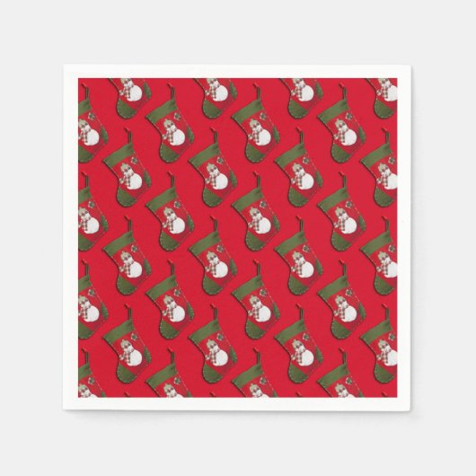 Snowman Christmas Stocking Tiled Pattern Servet (Voorkant)