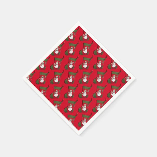Snowman Christmas Stocking Tiled Pattern Servet (Hoek)