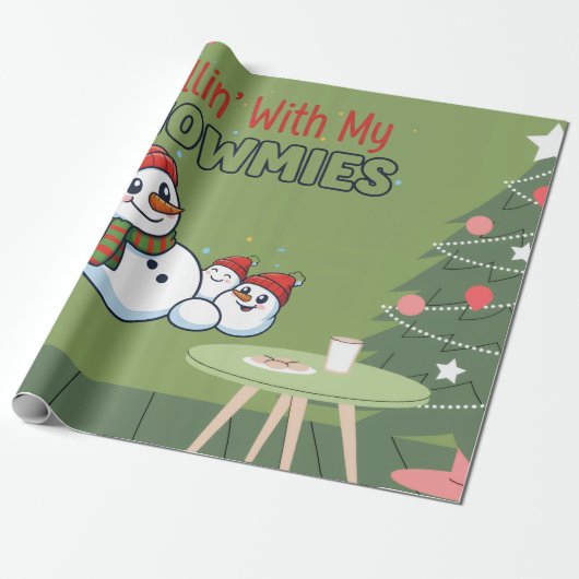 Snowman Christmas Wrapping Paper | Festive Gift  Cadeaupapier (Uitgerold)
