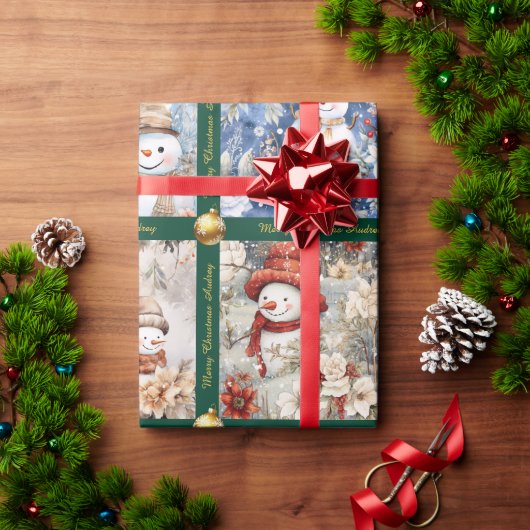 Snowman Christmas Wrapping Paper met tekst Cadeaupapier (Feestdagen Geschenken)