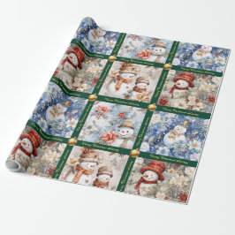 Snowman Christmas Wrapping Paper met tekst Cadeaupapier