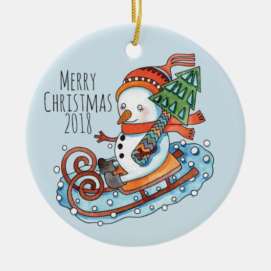 Snowman Circle Ornament (Voorkant)