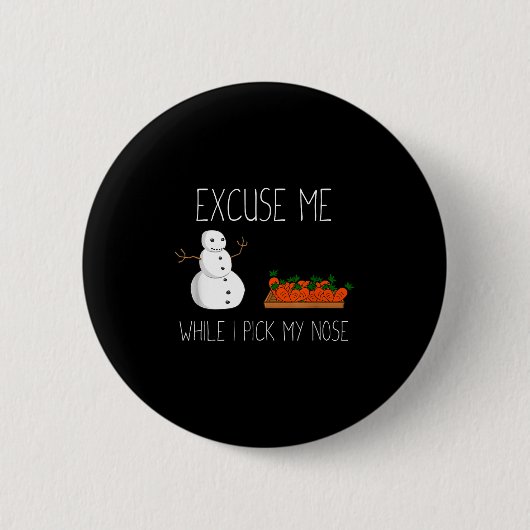 Snowman Cking Nose. Funny Christmas Pun. Boys Men  Ronde Button 5,7 Cm (Voorkant)